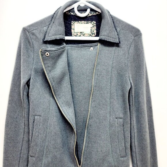 Anthropologie SATURDAY SUNDAY WOMEN'S FLEECE KNIT MOTORCYCLE JACKET green Size X - Picture 8 of 13